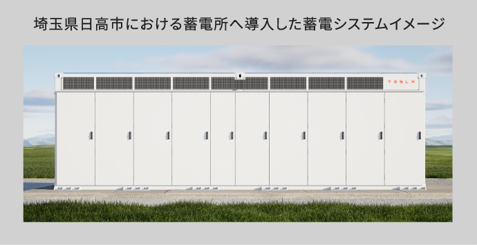埼玉県日高市における蓄電所へ導入した蓄電システムイメージ